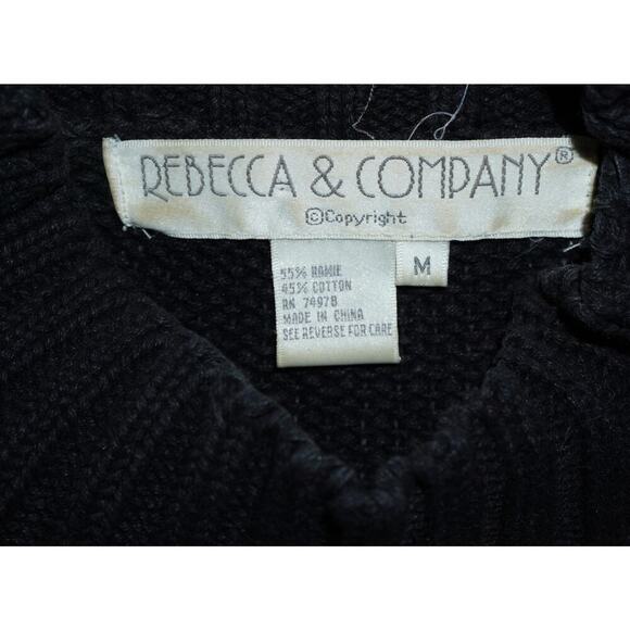 Rebecca & Company Vintage Pumpkin Harvest Sweater M Black Knit Fall Thanksgiving - Picture 7 of 7